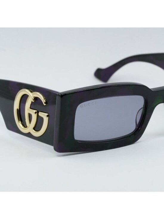 Gucci GG1425S 003 Sunglasses Big Spotted Purple And Green Havana Rectangle Frame main image 6